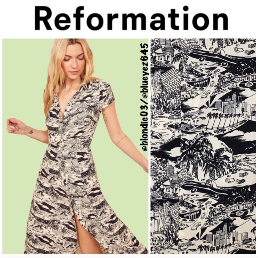 Reformation “Wilma” dress in Hollywood LA print 2